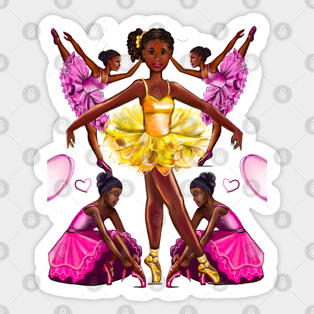 Black ballerina girls with corn rows ballet dancing 2 ! beautiful  black girl with Afro hair and dark brown skin wearing a pink tutu.Hair love ! Sticker by Artonmytee